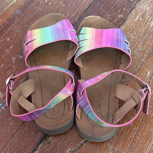 Cat & Jack Iridescent Rainbow Lillian Sandals Size 1 - Picture 2 of 3